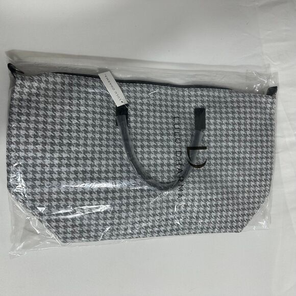 NWT Lulu Dharma Gray Houndstooth Weekender Overnight Crossbody Travel Tote - Picture 2 of 12